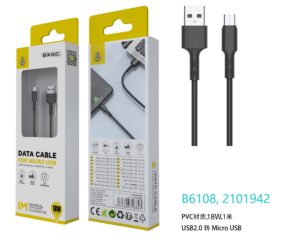 Cable de Datos Micro USB B6108 NE Cable de datos S.Basic Flute para Micro USB, 1 Metro, 2.4A, Negro