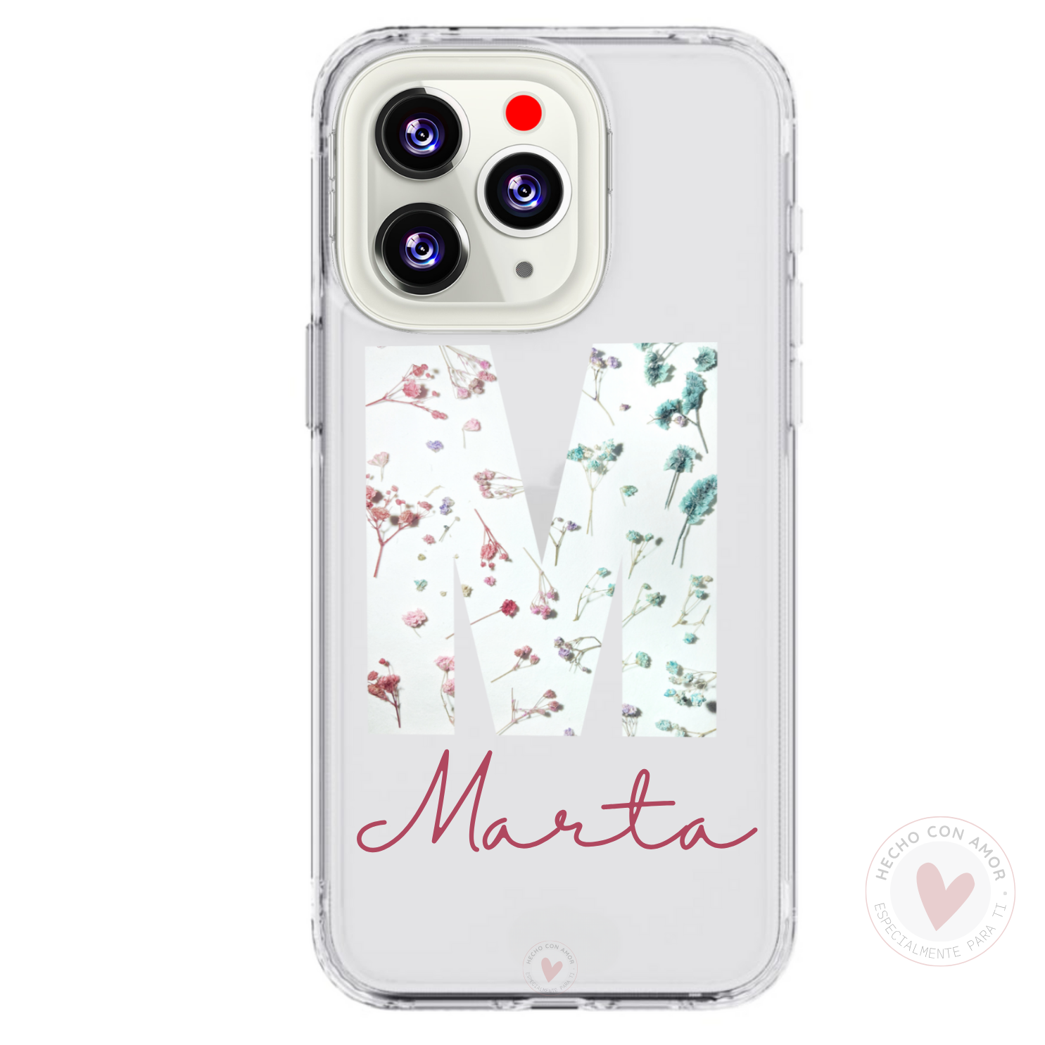 Funda Personalizada Diseño Flores con Nombre e Inicial - Imagen 3