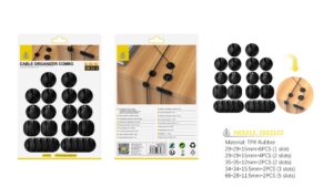 NE5312 NE Organizador de cable 16pcs, Negro