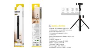 Palo Selfie Tripode NE5361 NE Palo Selfie tripode con Bluetooth Para movil 4-7 Pulgadas，Extensible 20-170cm, Negro