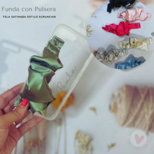 Funda Personalizada y Pulsera Correa incorporada estilo Pulsera de Tela Satinada estilo Scrunchie Colores - Personaliza y Combina a tu gusto