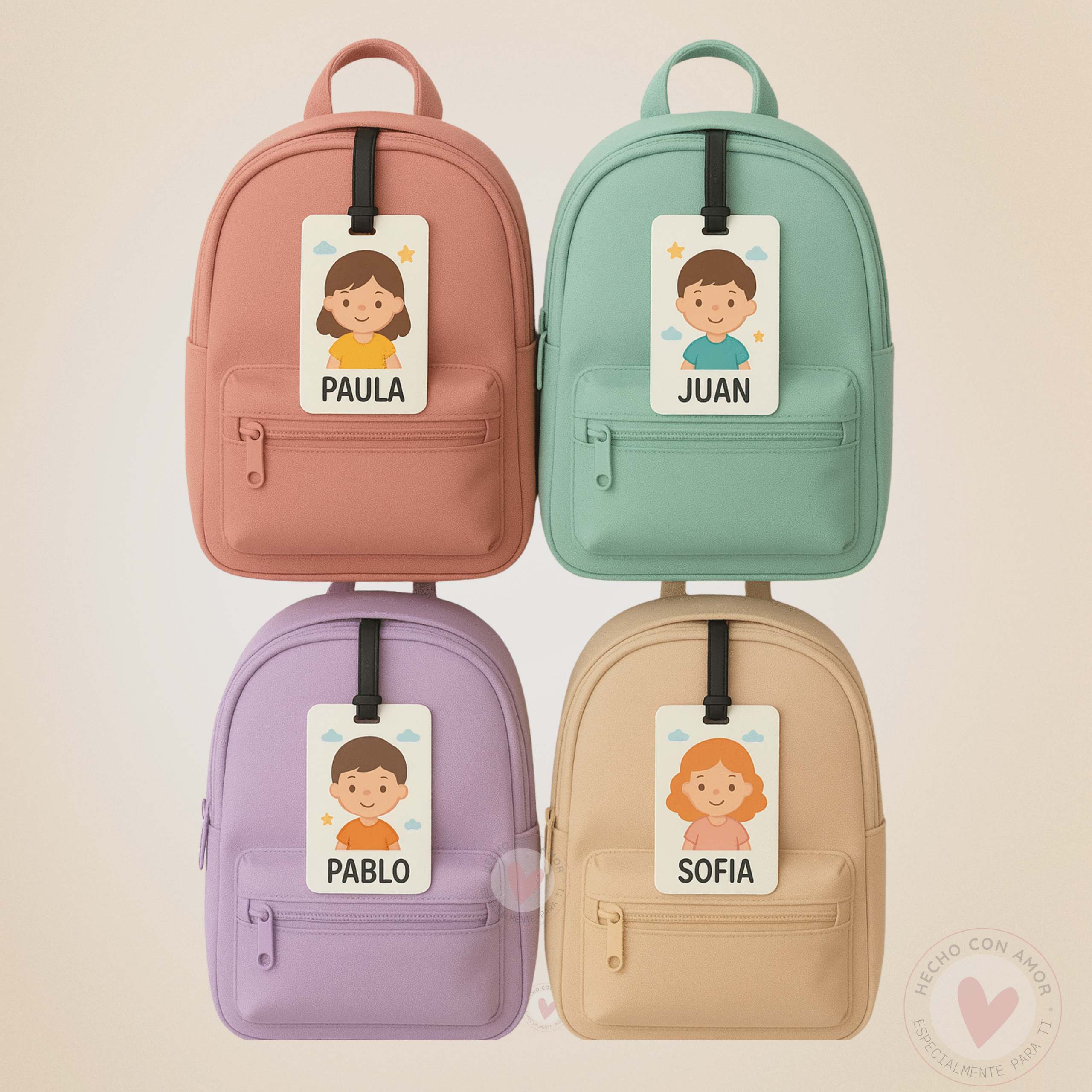Tarjeta Personalizada con Nombre para Mochila Escolar. Tarjeta Identificación de Mochila, Maleta, Bolso personalizada con Nombre, dibujo, Foto..