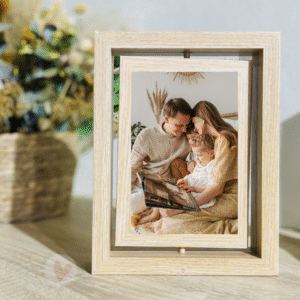 Marco de Fotos Personalizado Giratorio de Madera – con Foto personalizada Alta calidad en Metal Sublimado