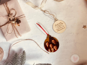 Bola Navidad Personalizada Madera con Foto o Texto