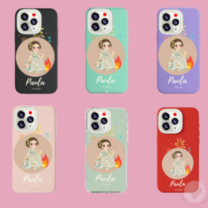 Funda de Fallera Personalizada Dibujo Fallera y Nombre Verde Claro