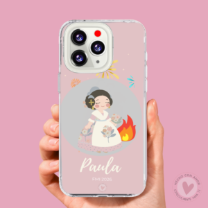 Funda de Fallera Personalizada Dibujo Fallera y Nombre Rosa Claro