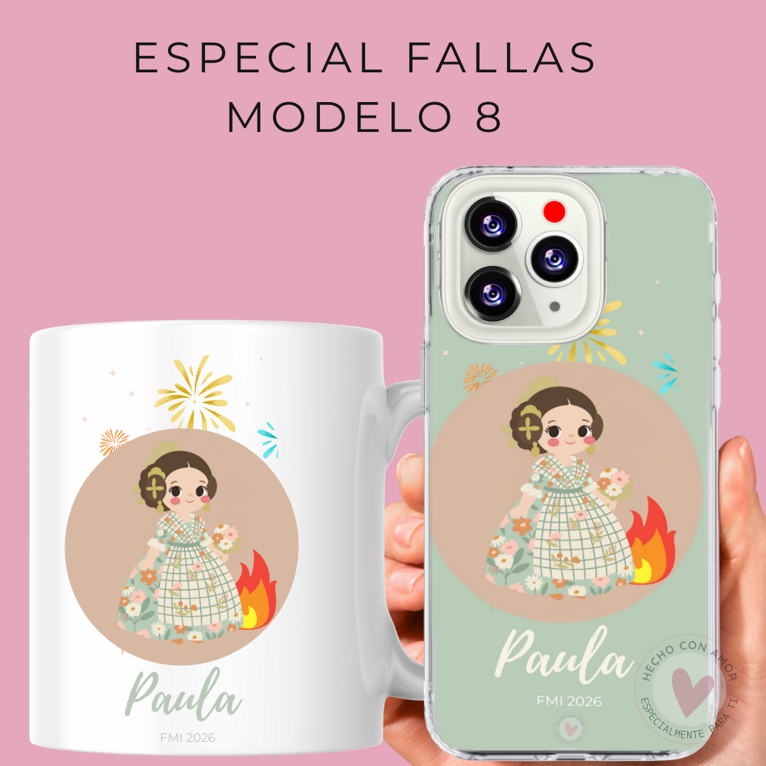 Con tu Foto Pack Funda y Taza de Fallera Personalizada con Foto de Tu Tela Vestido Fallera - Imagen 17