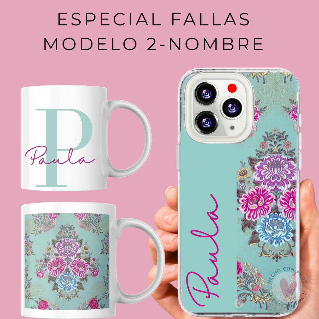 Con tu Foto Pack Funda y Taza de Fallera Personalizada con Foto de Tu Tela Vestido Fallera - Imagen 4