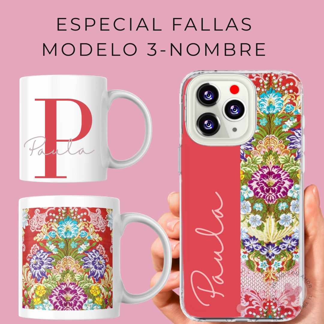 Con tu Foto Pack Funda y Taza de Fallera Personalizada con Foto de Tu Tela Vestido Fallera - Imagen 6