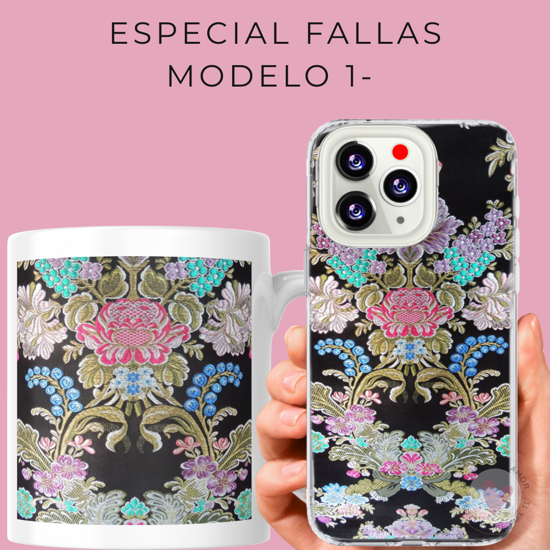 Con tu Foto Pack Funda y Taza de Fallera Personalizada con Foto de Tu Tela Vestido Fallera - Imagen 3