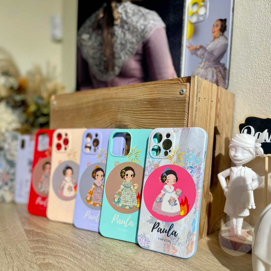 Funda de Fallera Personalizada Dibujo Fallera y Nombre Beige - Imagen 8