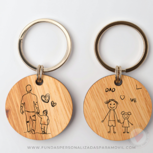 Llavero Papá personalizado Día del Padre Madera Siluetas / Dibujo / Frase  Madera Redondo