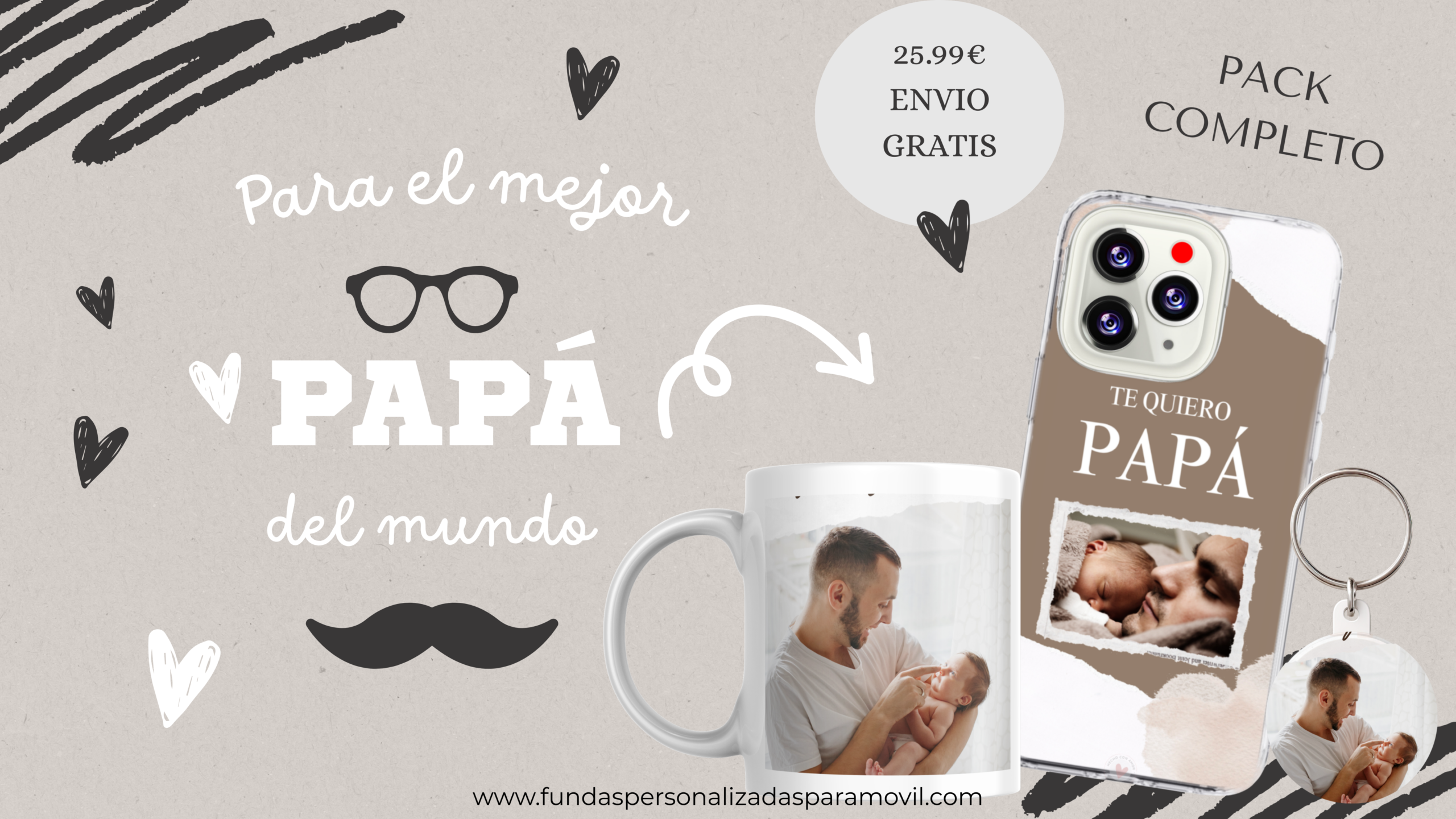 Especial Día del Padre Pack Completo Funda Personalizada Papá + Taza Personalizada Papá + Llavero - Imagen 72