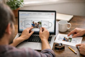 mano editando plantilla para regalo personalizado dia del padre