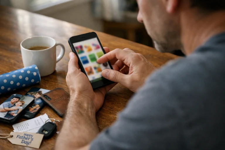 persona eligiendo un regalo personalizado dia del padre en tablet